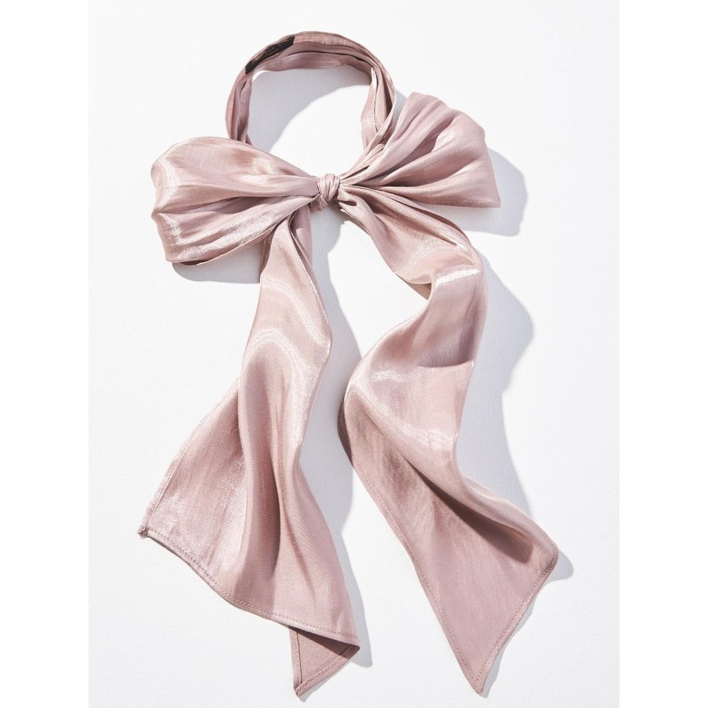 🎀 Anthropologie Current Air Neck Tie Scarf Ribbon Bow Mauve Pink